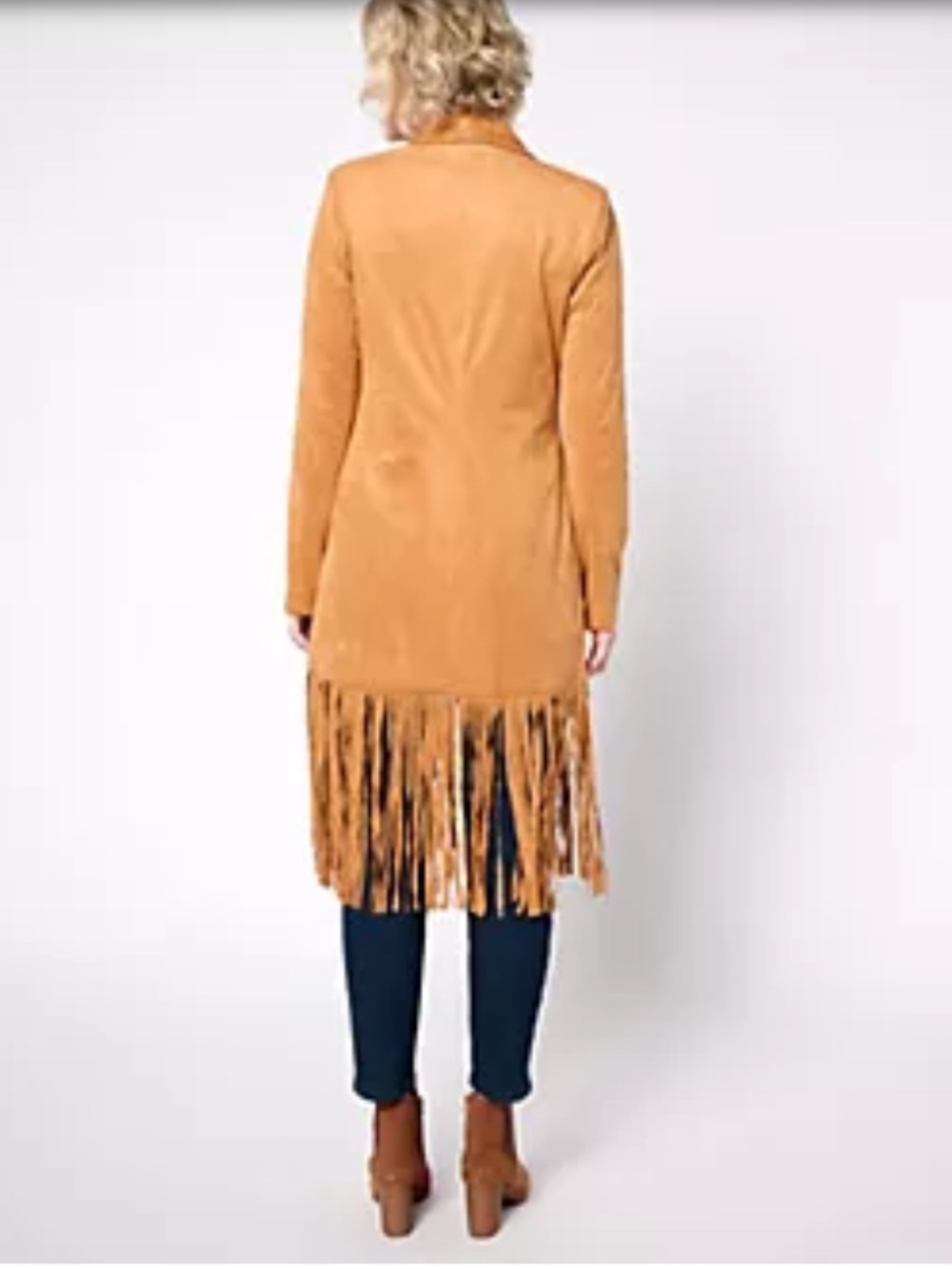 American West Carolyn Pollack Juniper Green Faux Suede Fringe Jacket XS - Picture 4 of 13